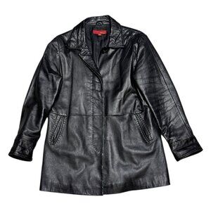 MAX USA GENUINE LEATHER Business Casual Designer Y2K Jacket Coat Womens Large